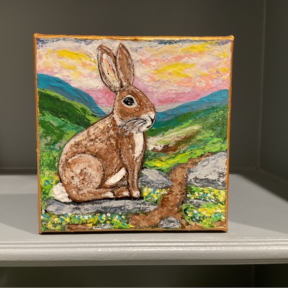 🔴HOLD FOR BELLAM247🔴Heavy Texture Colorful Rabbit Canvas Art🔴 - Picture 5 of 6